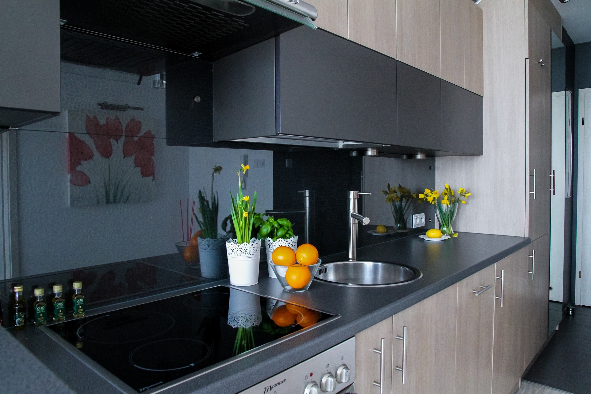 Kitchen range hood illustrating a ductless or recirculating design
